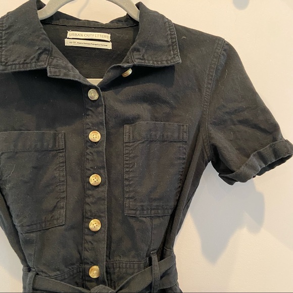 Urban Outfitters Black Coverall Tie Waist Utility Shorts Jumpsuit - Picture 4 of 7